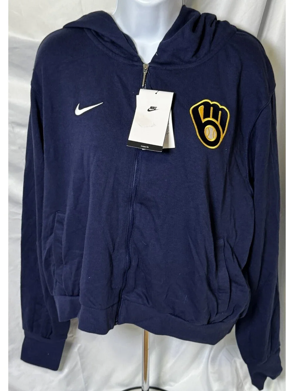 Milwaukee Brewers Nike Therma Blue Full Zip Hoodie Jacket Men's M NEW NWT
